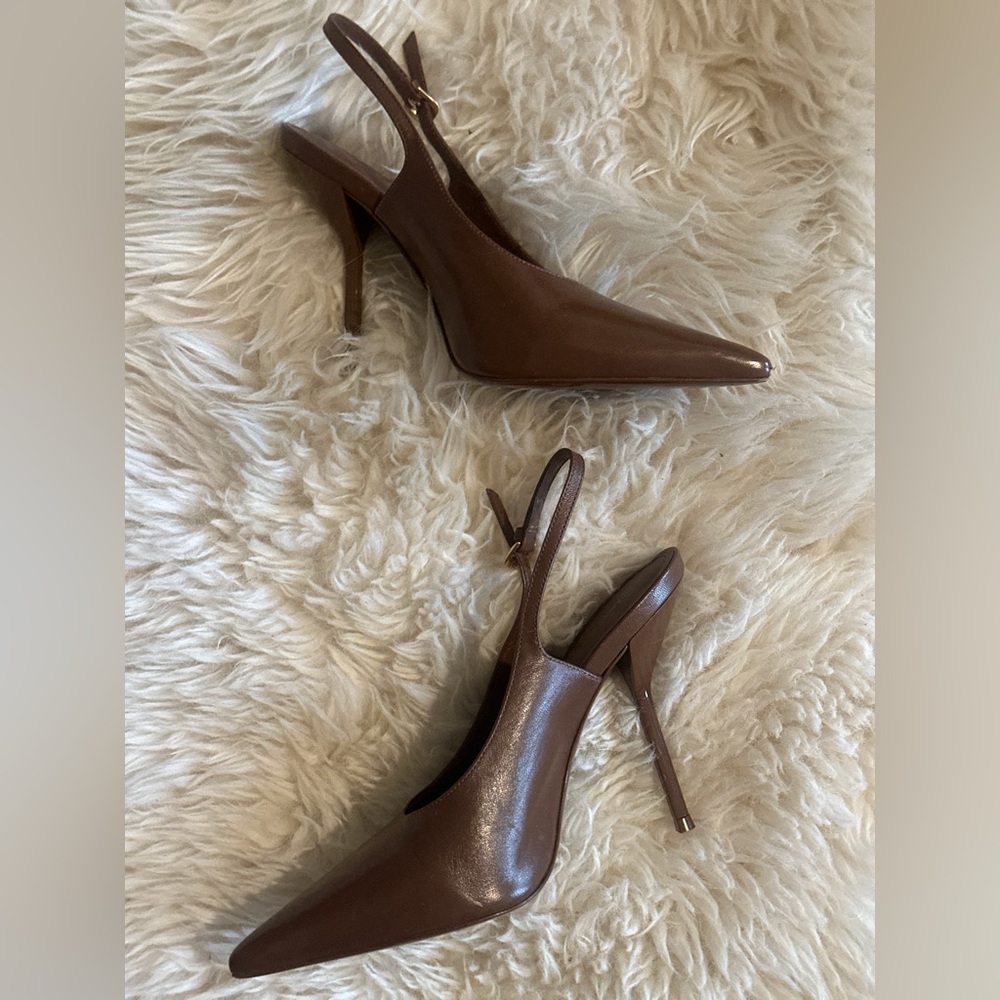 Larroude x Altuzarra Brown Slingback Heels